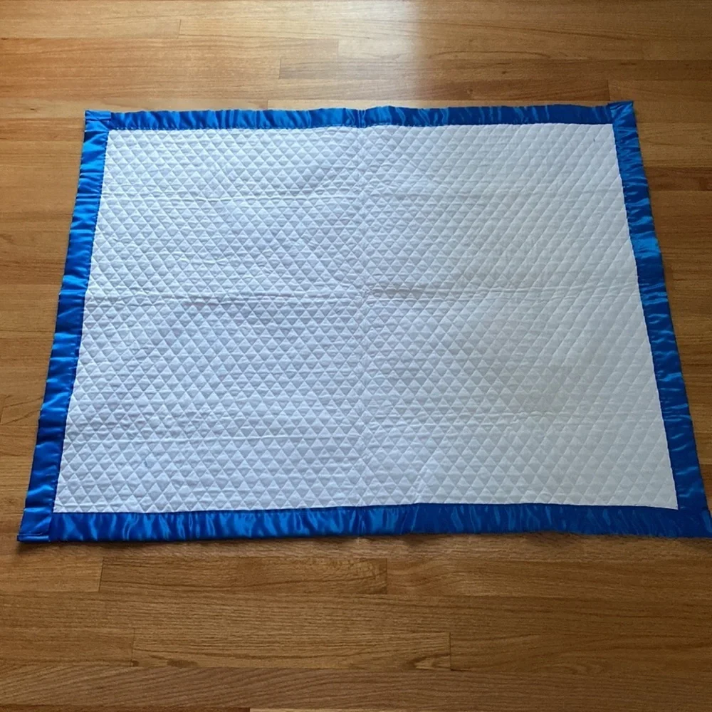 Teddy Bear Train Handmade‎ Quilt Satin Edges Baby Blanket Quilted Bear Nursery